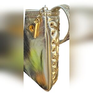 Dawli - Vintage Retro Y2K Shimmery Gold Genuine Leather Crossbody Bag USA Made